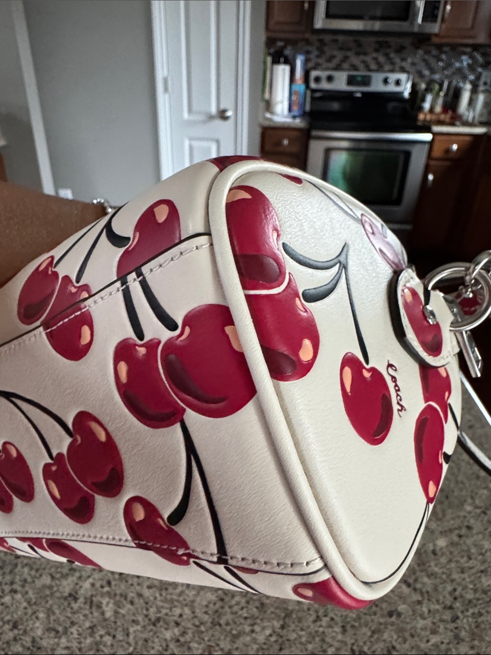 🍒Super Cute🍒 Authentic Coach CY745 Cream Mini Satchel with Red Cherry Print 🍒 - Picture 15 of 15